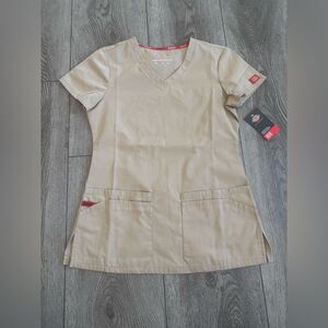 Dickies Women's Tan V-Neck Top